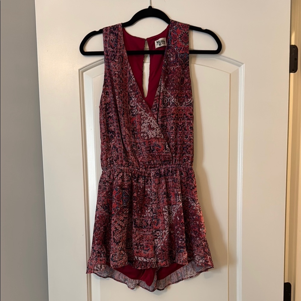 Show Me Your MuMu Red and Blue Patterned Romper